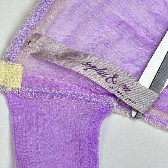 VTG Sophie & Me Babydoll Slip Dress Sz.S Lilac Sheer Silk Bow Ruffles Coquette - Picture 9 of 11